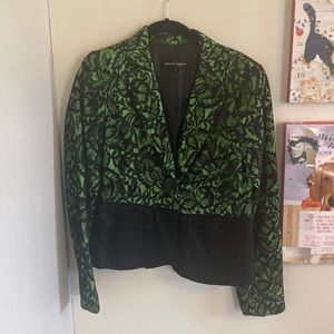 Bright Green and black lace blazer